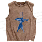 Unisex Fishman Printed Washed Tank Top