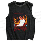 Unisex Japanese Duck Yeah Printed Washed Tank Top