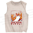 Unisex Japanese Duck Yeah Printed Washed Tank Top