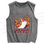 Unisex Japanese Duck Yeah Printed Washed Tank Top