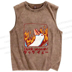 Unisex Japanese Duck Yeah Printed Washed Tank Top