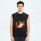 Unisex Japanese Duck Yeah Printed Washed Tank Top