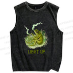 Unisex Chill Frog Light Up Printed Washed Tank Top