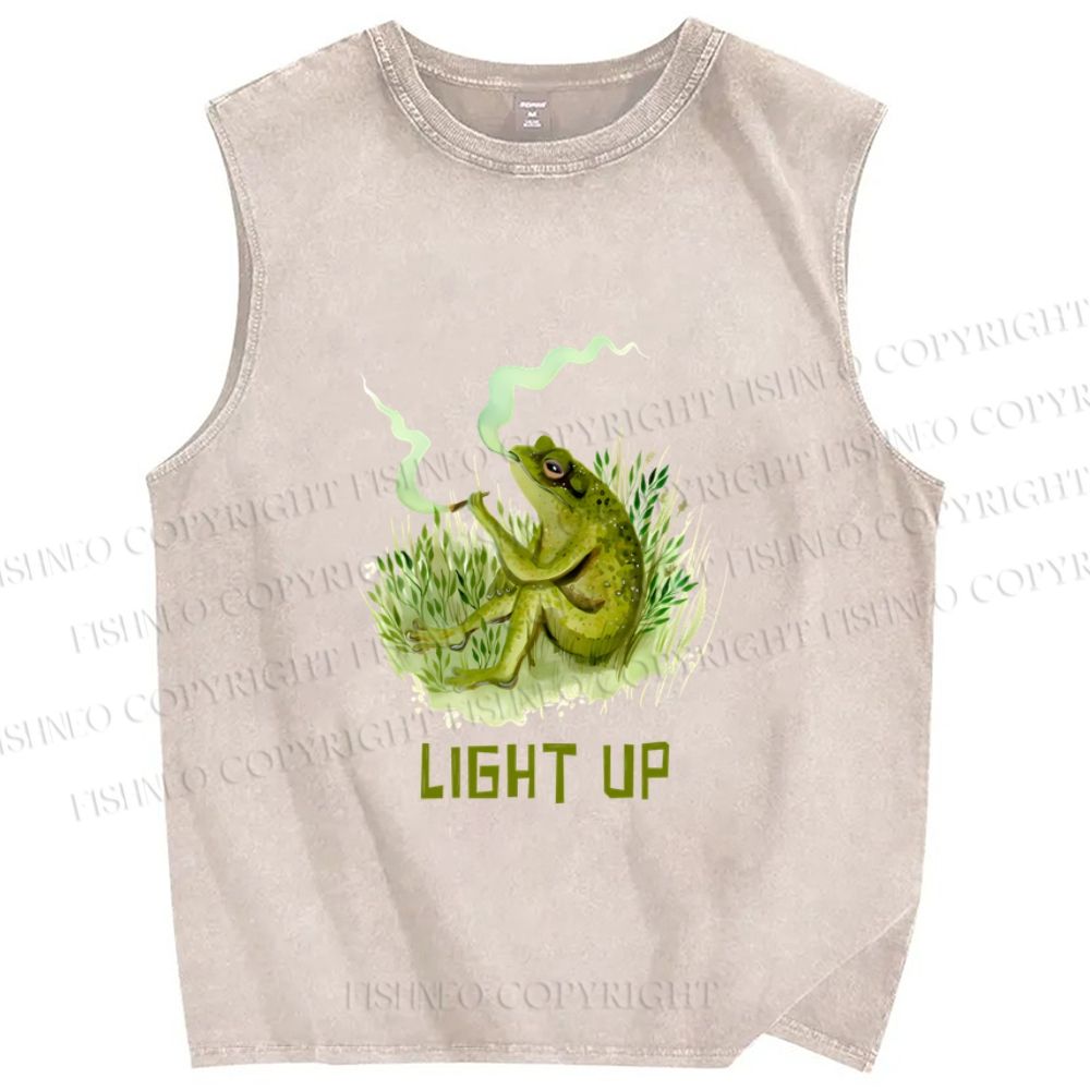 Unisex Chill Frog Light Up Printed Washed Tank Top