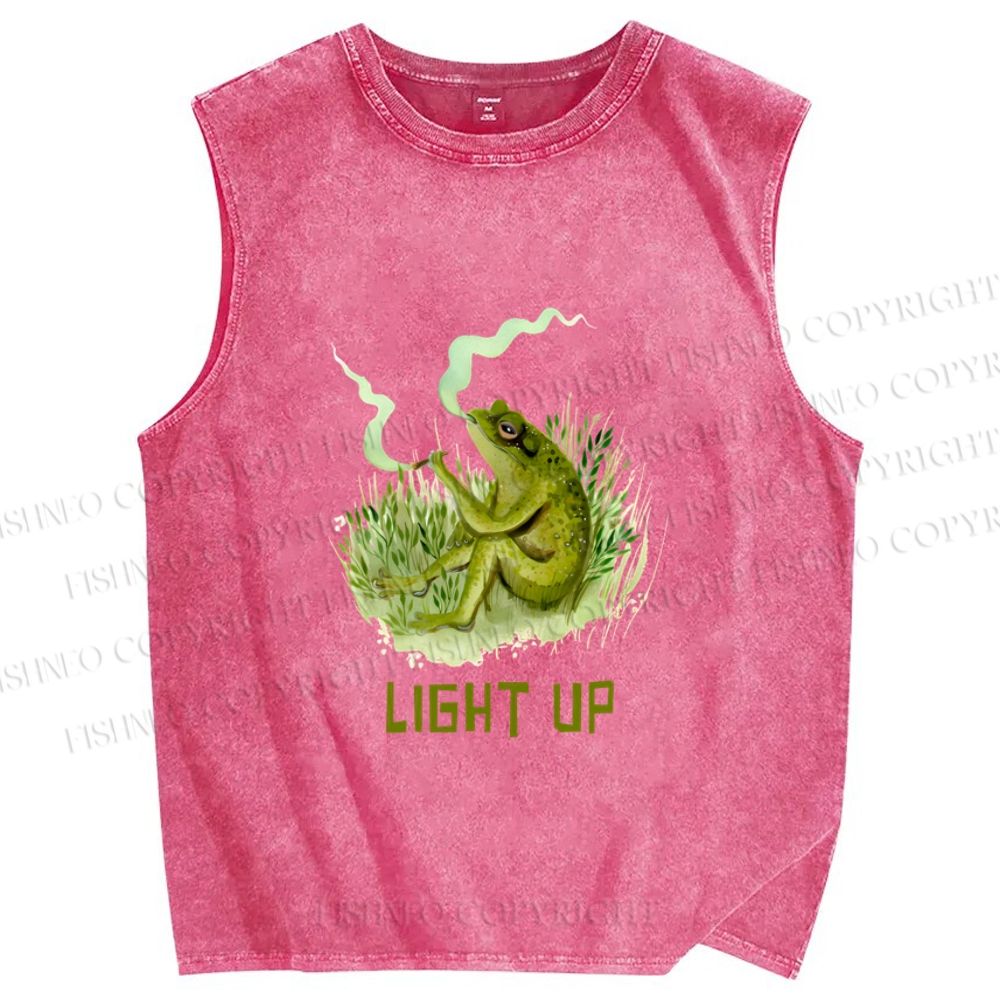 Unisex Chill Frog Light Up Printed Washed Tank Top