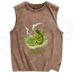 Unisex Chill Frog Light Up Printed Washed Tank Top