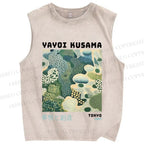 Unisex Yayoi Kusama Graffiti Printed Washed Tank Top