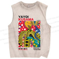 Unisex Yayoi Kusama Graffiti Printed Washed Tank Top
