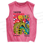 Unisex Yayoi Kusama Graffiti Printed Washed Tank Top
