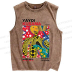Unisex Yayoi Kusama Graffiti Printed Washed Tank Top