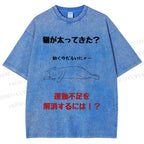 Unisex Lack Of Exercise Cat Printed Washed Tee