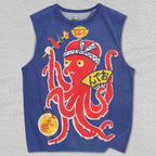 Unisex Vintage Japanese Octopus Printed Tank Top