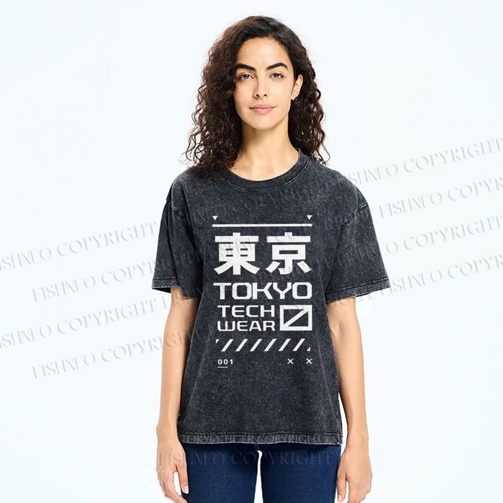 Unisex Tokyo Printed Washed Tee