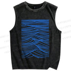 Unisex Wave Printed Washed Tank Top