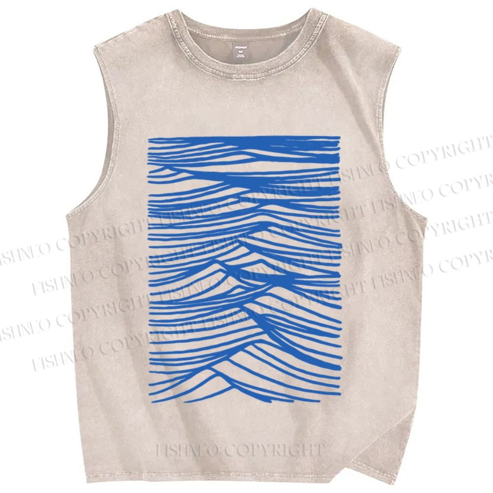 Unisex Wave Printed Washed Tank Top