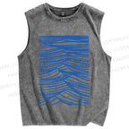 Unisex Wave Printed Washed Tank Top