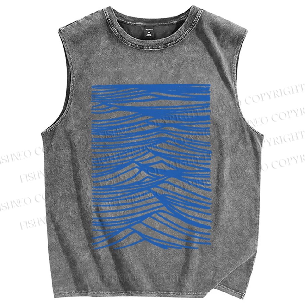 Unisex Wave Printed Washed Tank Top