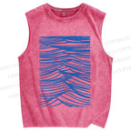 Unisex Wave Printed Washed Tank Top