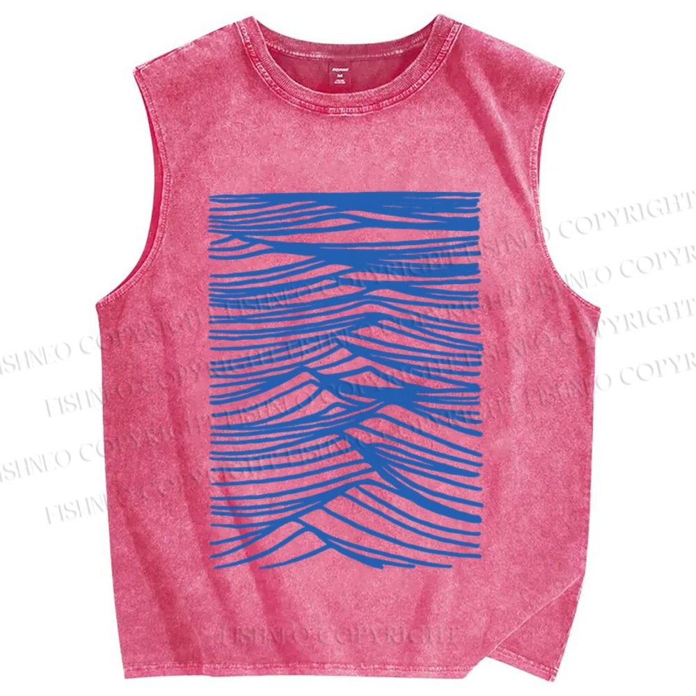 Unisex Wave Printed Washed Tank Top