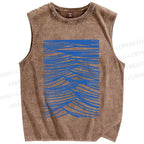 Unisex Wave Printed Washed Tank Top