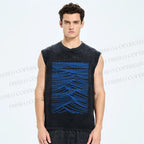 Unisex Wave Printed Washed Tank Top