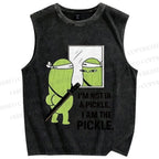 Unisex I Am The Pickle Printed Washed Tank Top