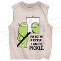 Unisex I Am The Pickle Printed Washed Tank Top