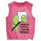 Unisex I Am The Pickle Printed Washed Tank Top