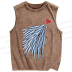 Unisex Love Fish Printed Washed Tank Top
