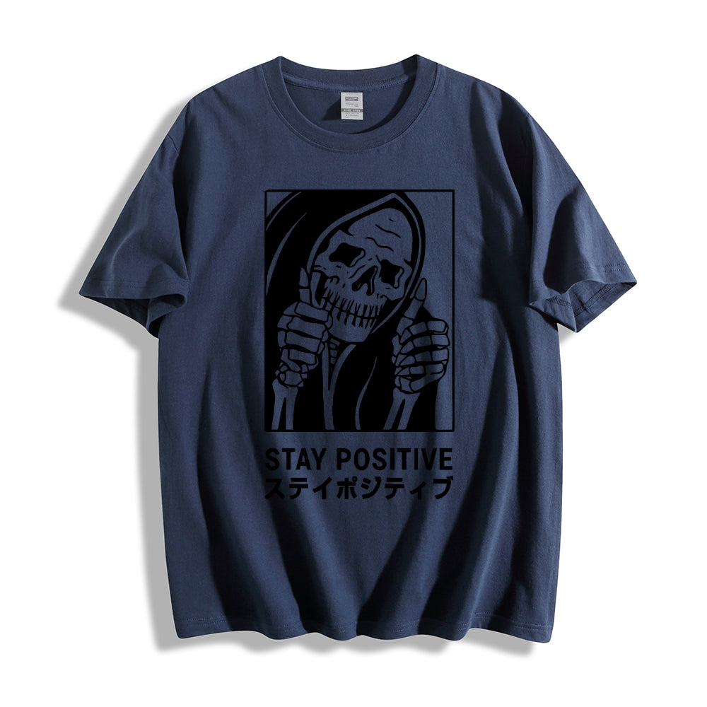 Stay Positive Skull Japanese Style Classic Tee