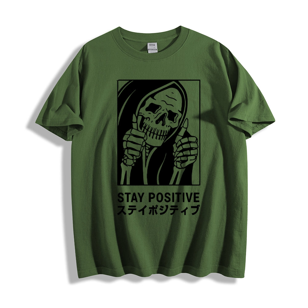 Stay Positive Skull Japanese Style Classic Tee