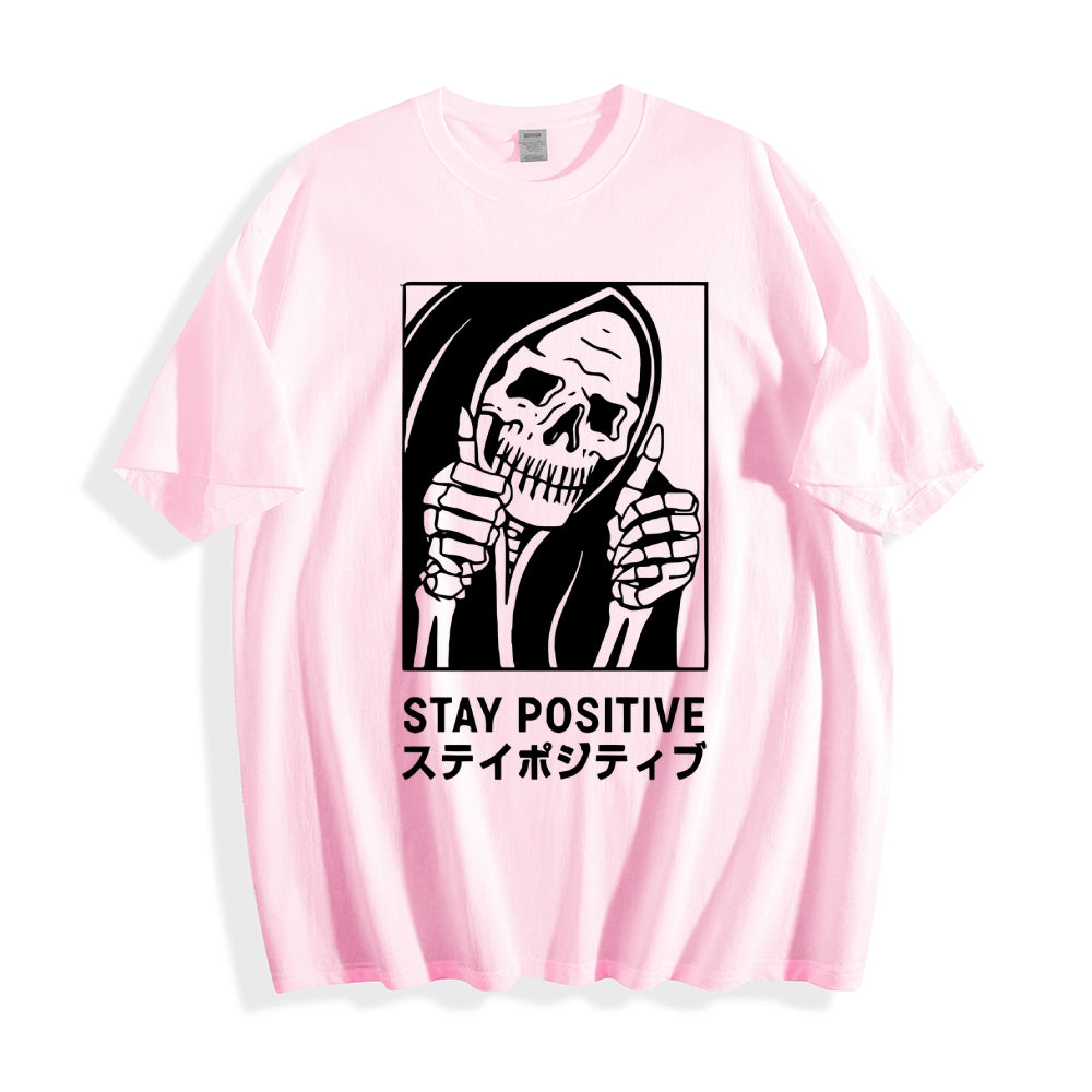 Stay Positive Skull Japanese Style Classic Tee