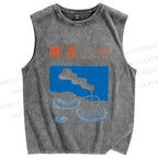 Unisex Exploring Wonder Cafes Printed Washed Tank Top