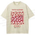 Unisex Yayoi Kusama Cat Printed Washed Tee