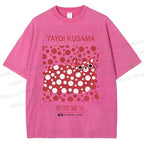 Unisex Yayoi Kusama Cat Printed Washed Tee