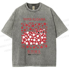 Unisex Yayoi Kusama Cat Printed Washed Tee