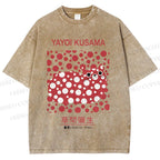 Unisex Yayoi Kusama Cat Printed Washed Tee
