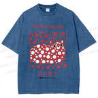 Unisex Yayoi Kusama Cat Printed Washed Tee