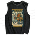 Unisex Vintage Monkey Printed Washed Tank Top