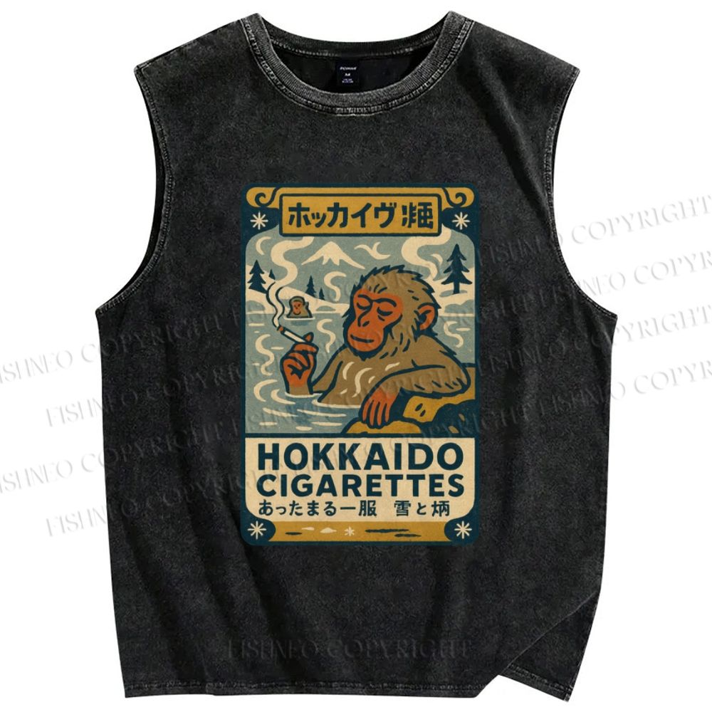 Unisex Vintage Monkey Printed Washed Tank Top
