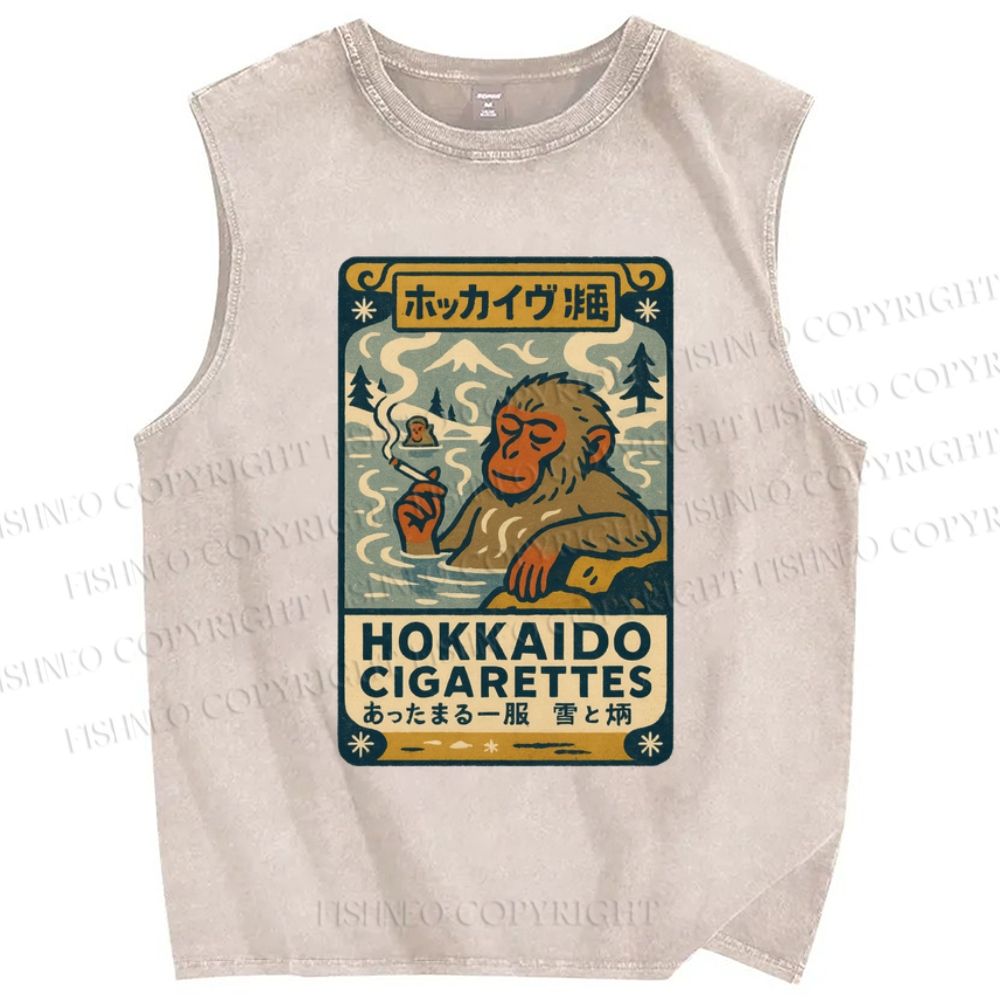 Unisex Vintage Monkey Printed Washed Tank Top