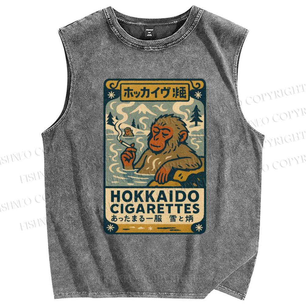 Unisex Vintage Monkey Printed Washed Tank Top