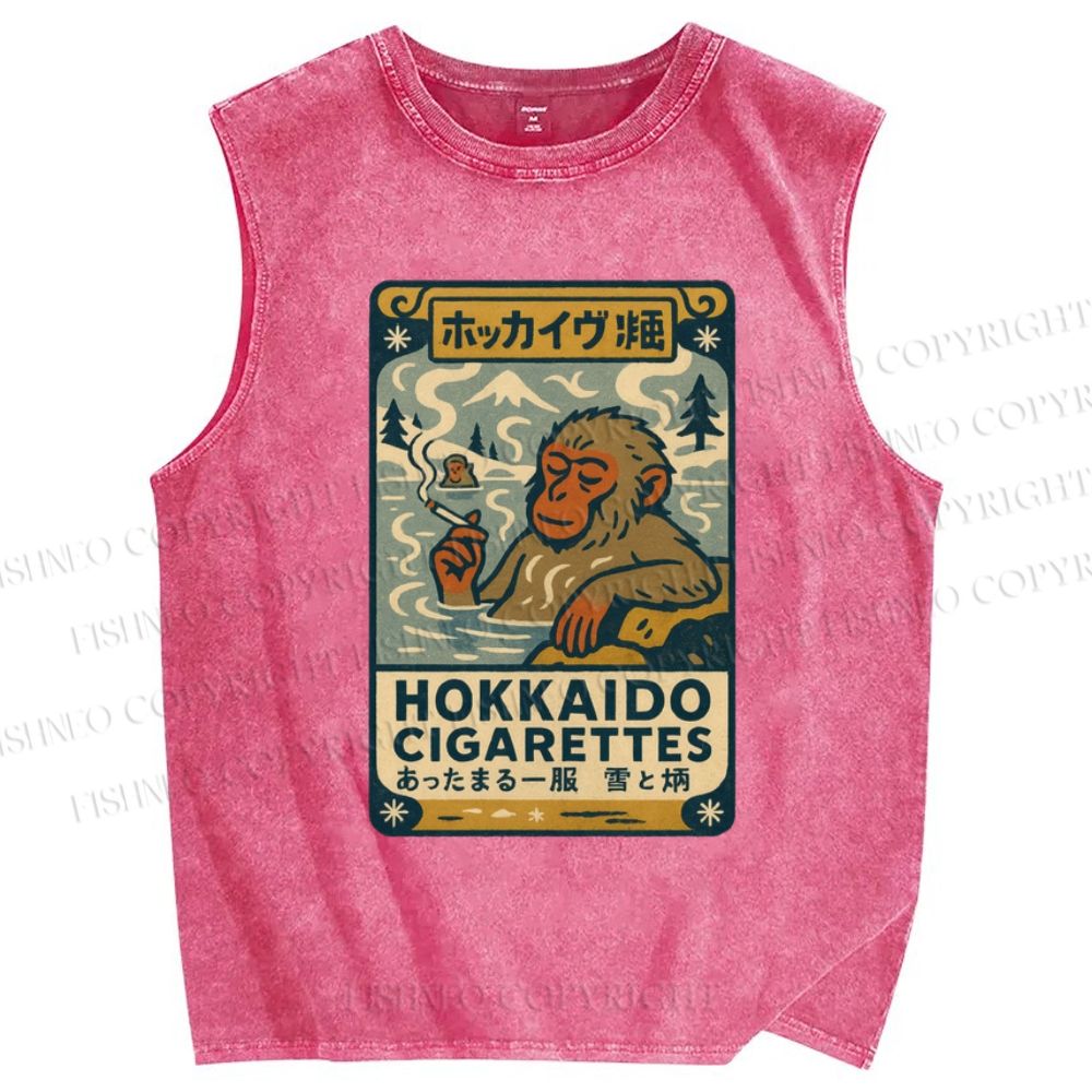 Unisex Vintage Monkey Printed Washed Tank Top