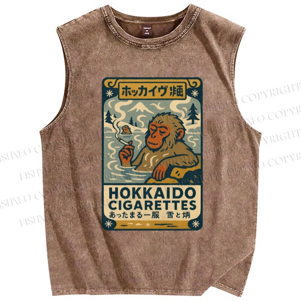 Unisex Vintage Monkey Printed Washed Tank Top