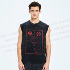 Unisex Japanese Wind Chime Printed Washed Tank Top
