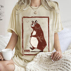 Unisex Cartoon Bear Printed Washed Tee