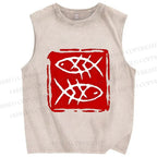 Unisex Seal Fish Printed Washed Tank Top