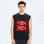 Unisex Seal Fish Printed Washed Tank Top