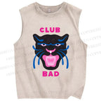 Unisex Club Bad Tiger Printed Washed Tank Top