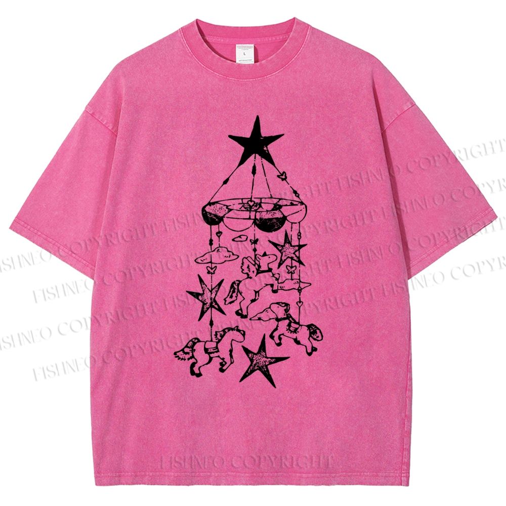 Unisex Star Wind Chimes Printed Washed Tee
